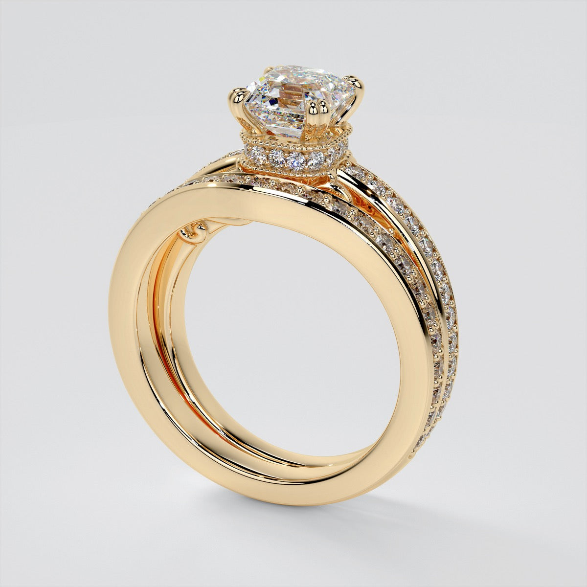 1.5Ct Asscher Cut Lab Grown Diamond VVS Clarity | F-Color Engagement Ring in 18K White Gold