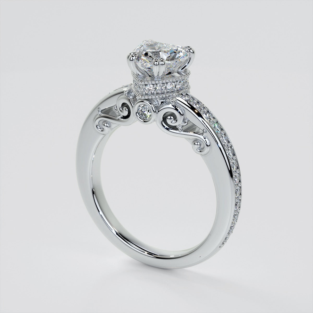 1.5Ct Heat Cut Lab Grown Diamond VVS Clarity | F-Color Engagement Ring in 18K White Gold