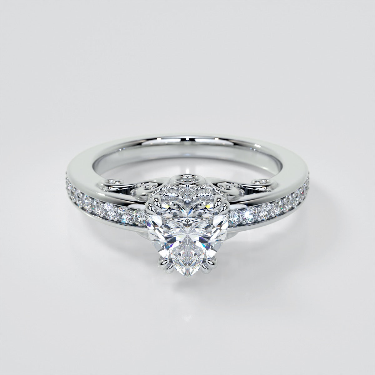 1.5Ct Heat Cut Lab Grown Diamond VVS Clarity | F-Color Engagement Ring in 18K White Gold