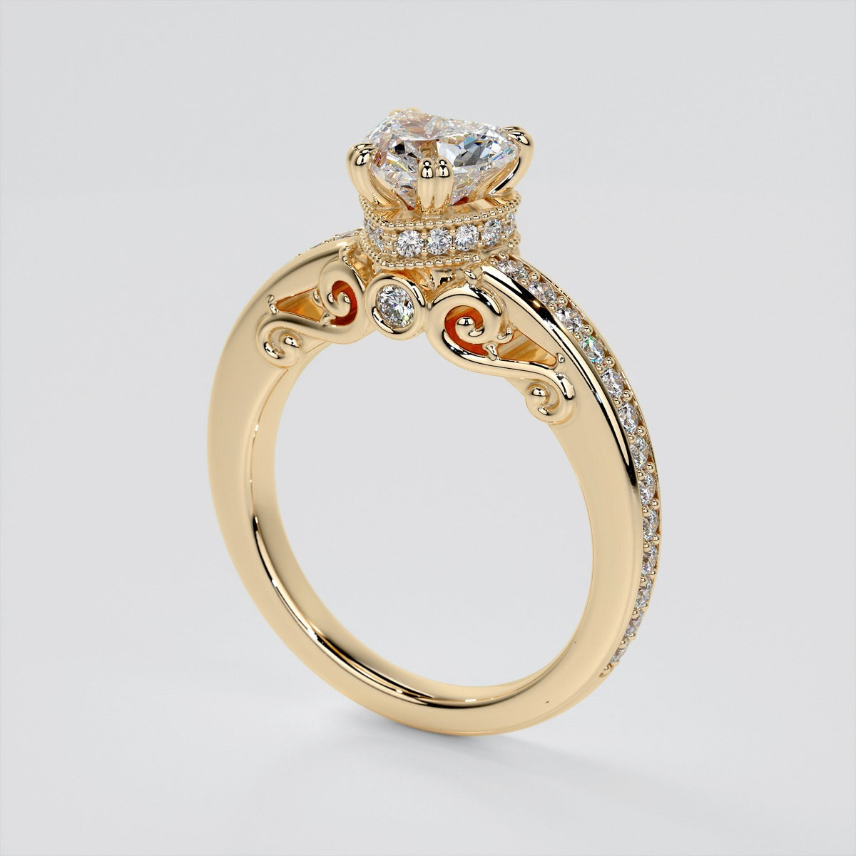1.5Ct Heat Cut Lab Grown Diamond VVS Clarity | F-Color Engagement Ring in 18K White Gold