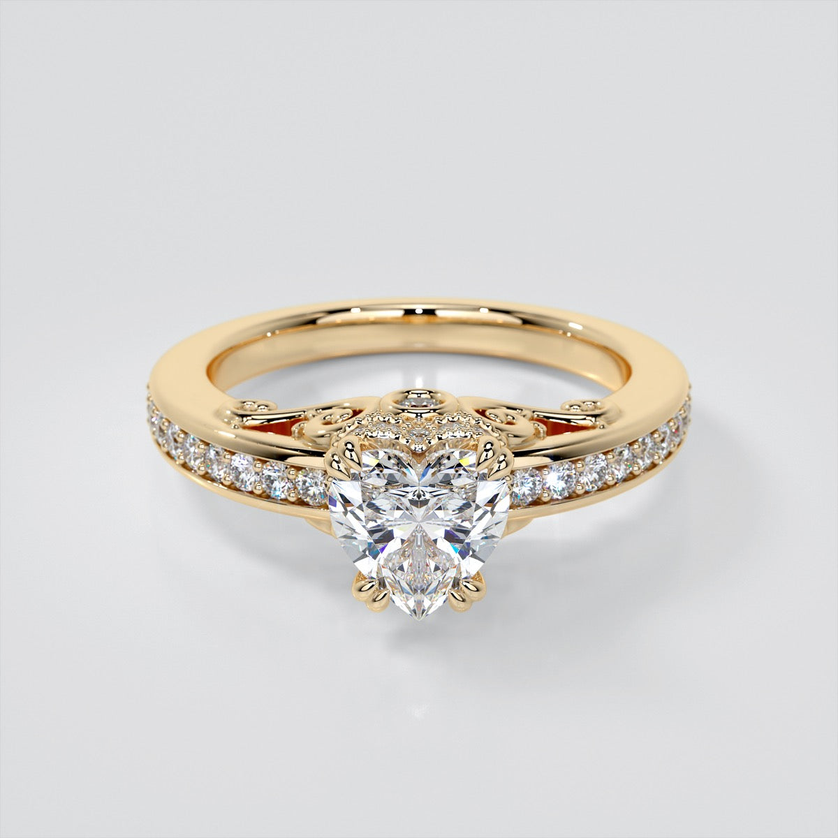 1.5Ct Heat Cut Lab Grown Diamond VVS Clarity | F-Color Engagement Ring in 18K White Gold