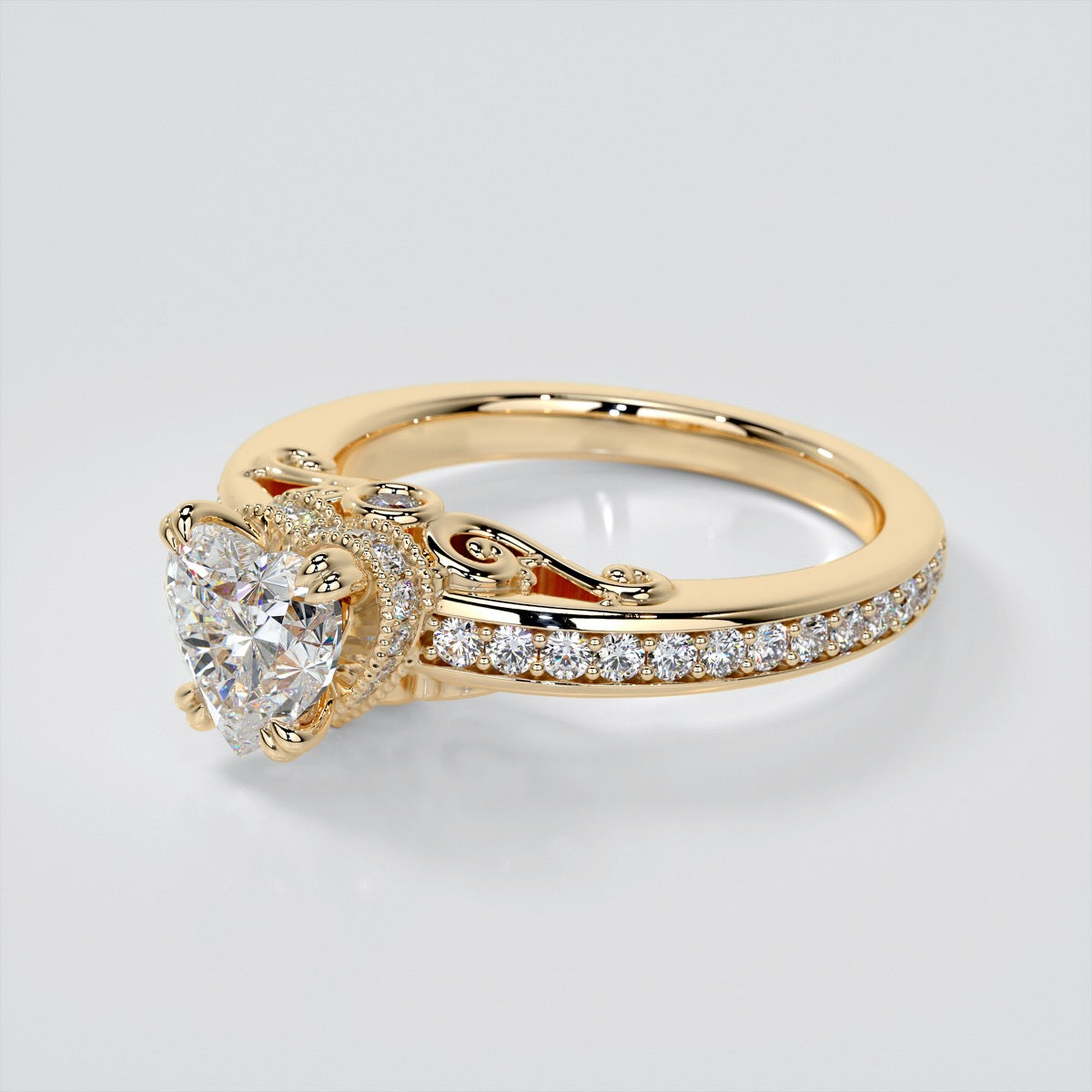 1.5Ct Heat Cut Lab Grown Diamond VVS Clarity | F-Color Engagement Ring in 18K White Gold