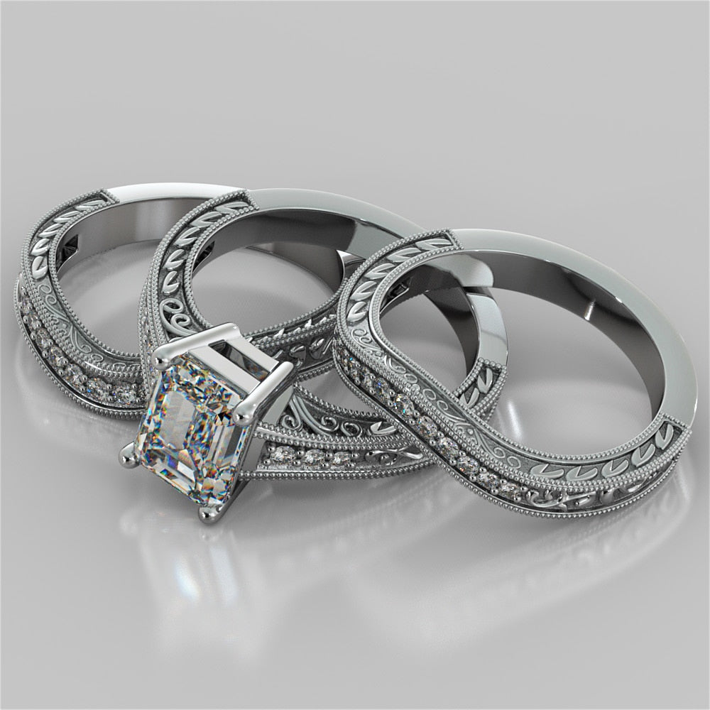 2.0Ct Emerald Cut Lab Grown Diamond Filigree Engagement Ring