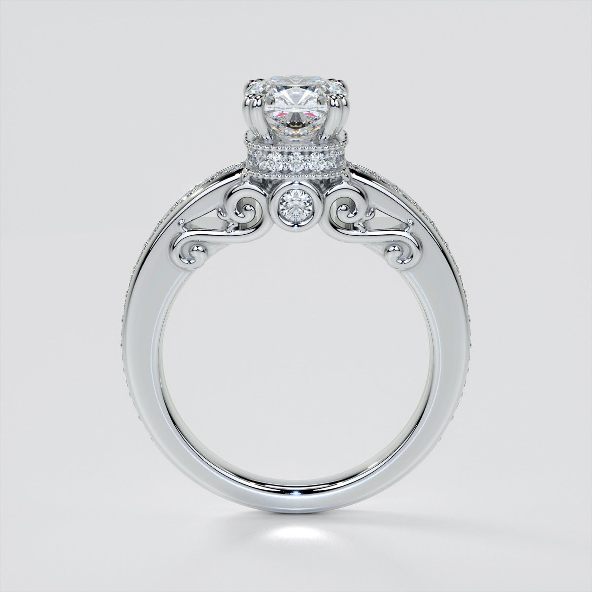 1.5Ct Cushion Cut Lab Grown Diamond VVS Clarity | F-Color Engagement Ring in 18K White Gold