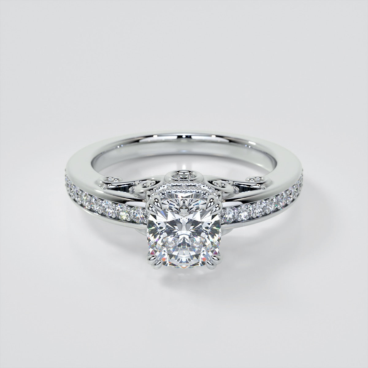 1.5Ct Cushion Cut Lab Grown Diamond VVS Clarity | F-Color Engagement Ring in 18K White Gold