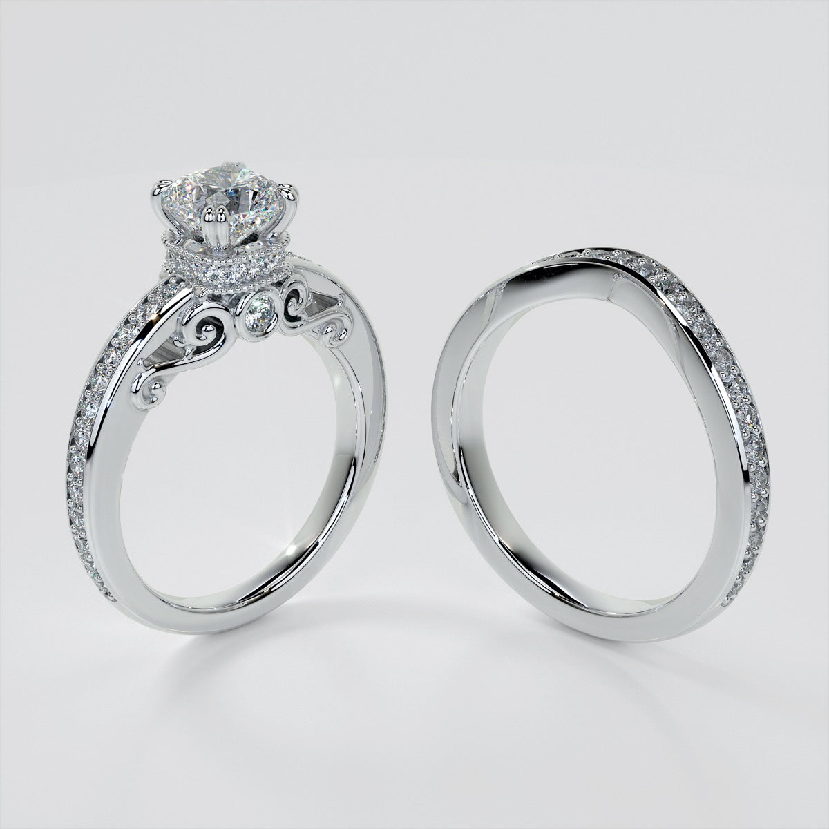 1.5Ct Cushion Cut Lab Grown Diamond VVS Clarity | F-Color Engagement Ring in 18K White Gold