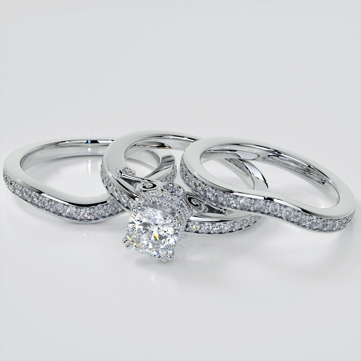 1.5Ct Cushion Cut Lab Grown Diamond VVS Clarity | F-Color Engagement Ring in 18K White Gold