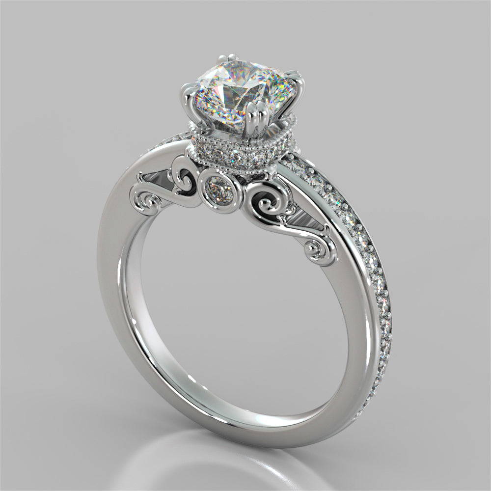 1.5Ct Cushion Cut Lab Grown Diamond VVS Clarity | F-Color Engagement Ring in 18K White Gold