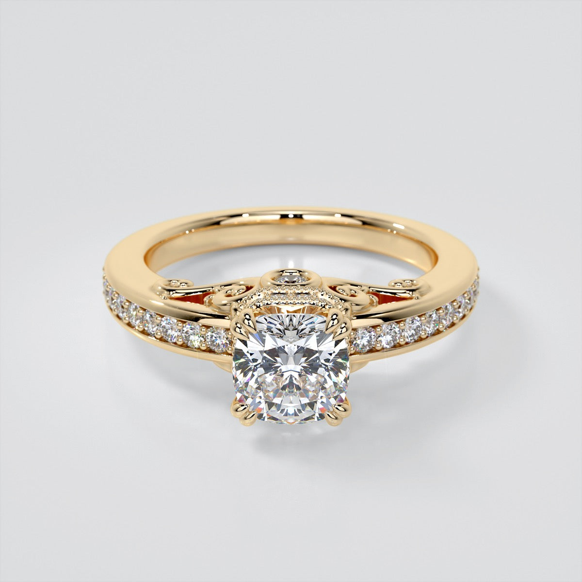 1.5Ct Cushion Cut Lab Grown Diamond VVS Clarity | F-Color Engagement Ring in 18K White Gold