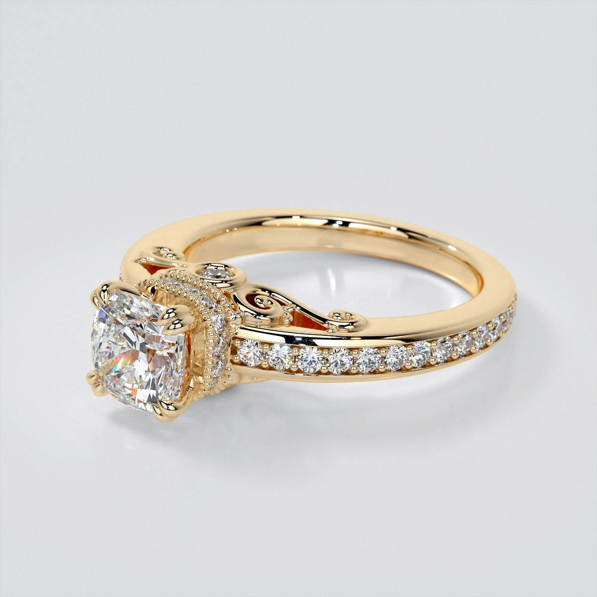1.5Ct Cushion Cut Lab Grown Diamond VVS Clarity | F-Color Engagement Ring in 18K White Gold