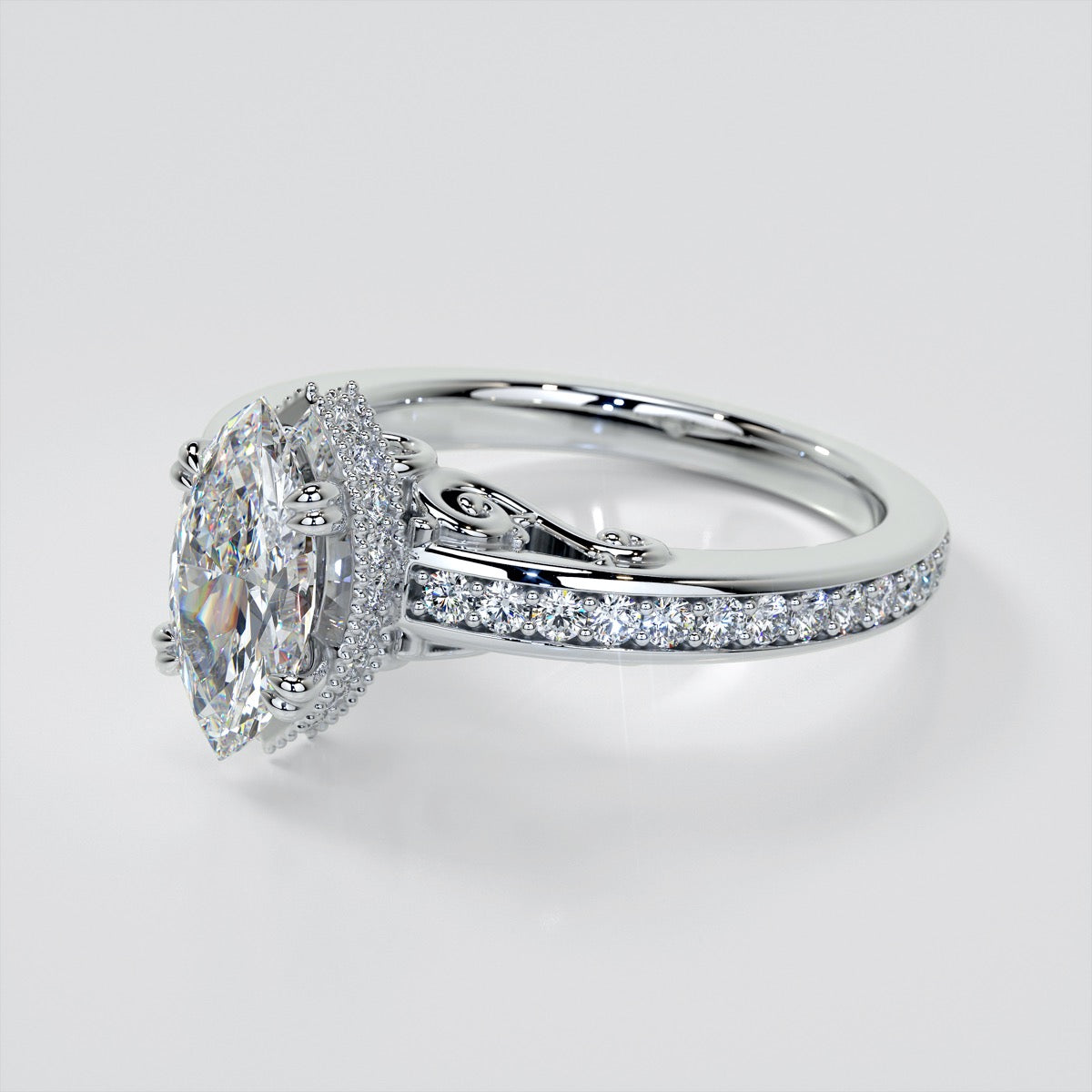 1.5Ct Marquise Cut Lab Grown Diamond VVS Clarity | F-Color Engagement Ring in 18K White Gold