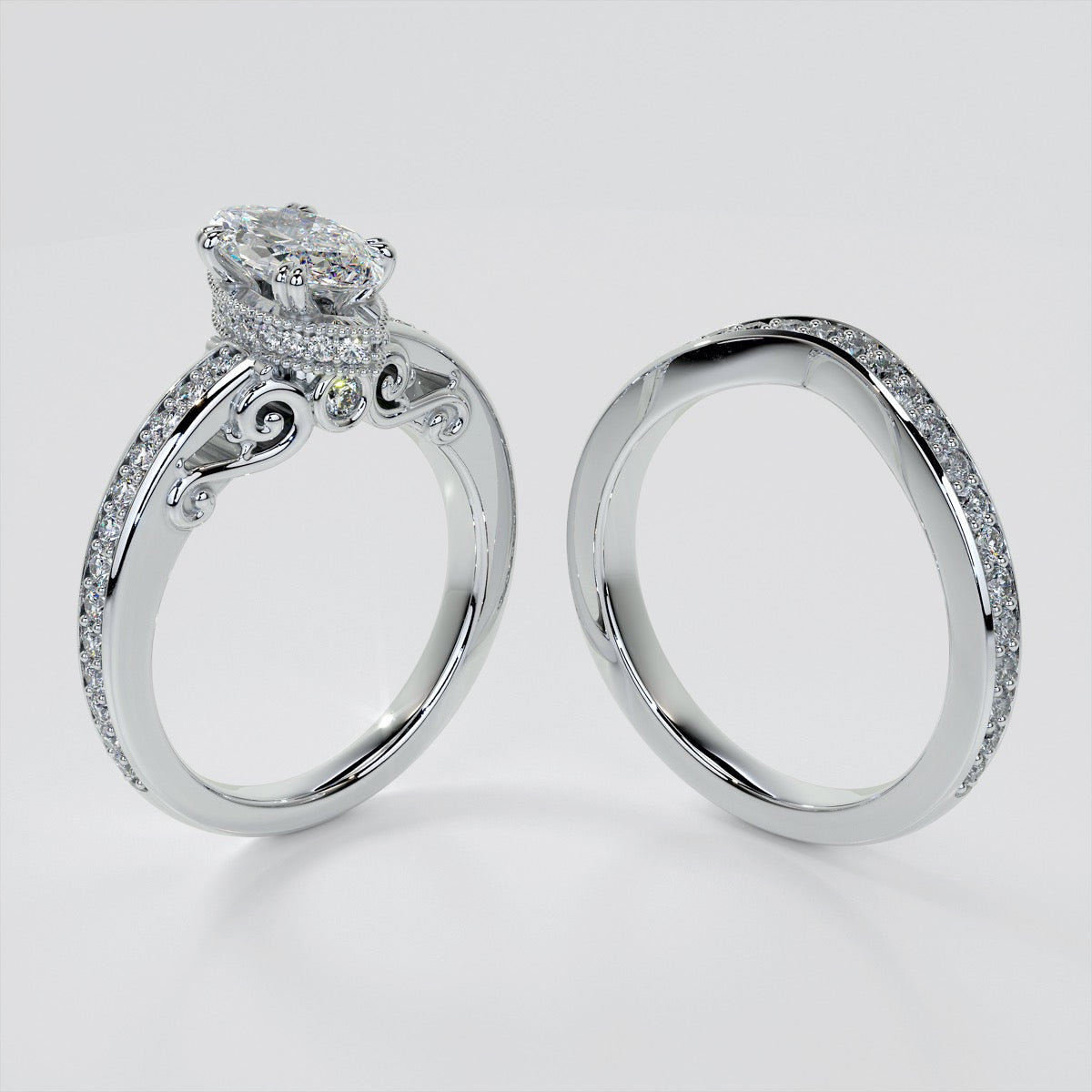 1.5Ct Marquise Cut Lab Grown Diamond VVS Clarity | F-Color Engagement Ring in 18K White Gold