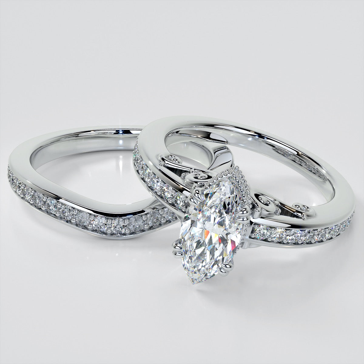 1.5Ct Marquise Cut Lab Grown Diamond VVS Clarity | F-Color Engagement Ring in 18K White Gold