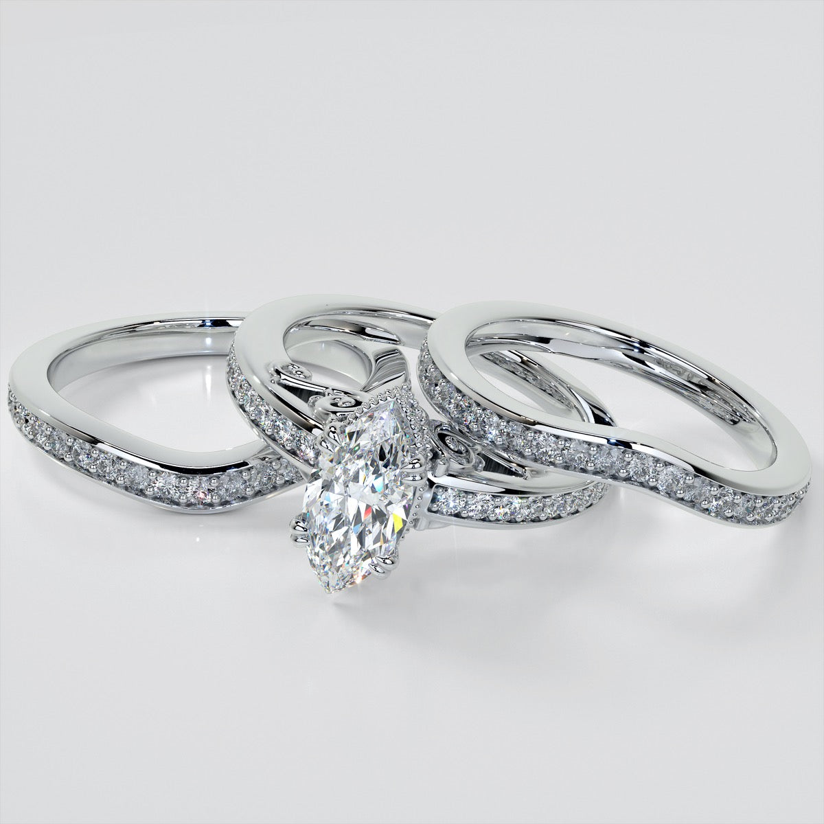 1.5Ct Marquise Cut Lab Grown Diamond VVS Clarity | F-Color Engagement Ring in 18K White Gold