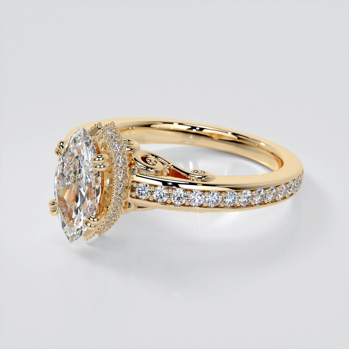 1.5Ct Marquise Cut Lab Grown Diamond VVS Clarity | F-Color Engagement Ring in 18K White Gold