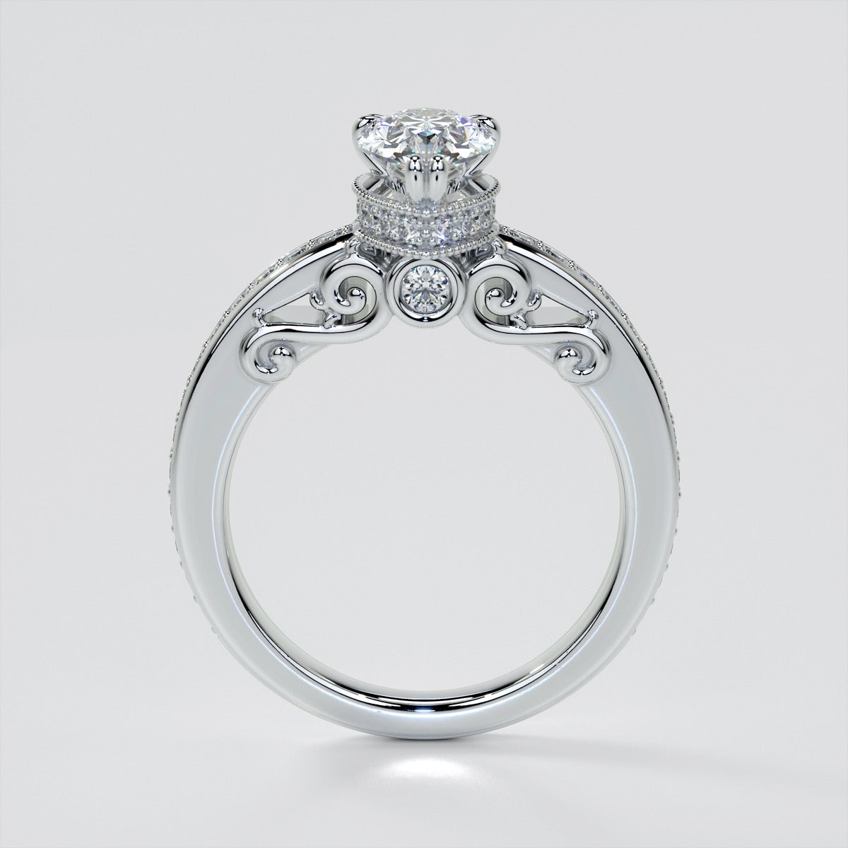 1.5Ct Pear Cut Lab Grown Diamond VVS Clarity  | F-Color Engagement Ring in 18K White Gold