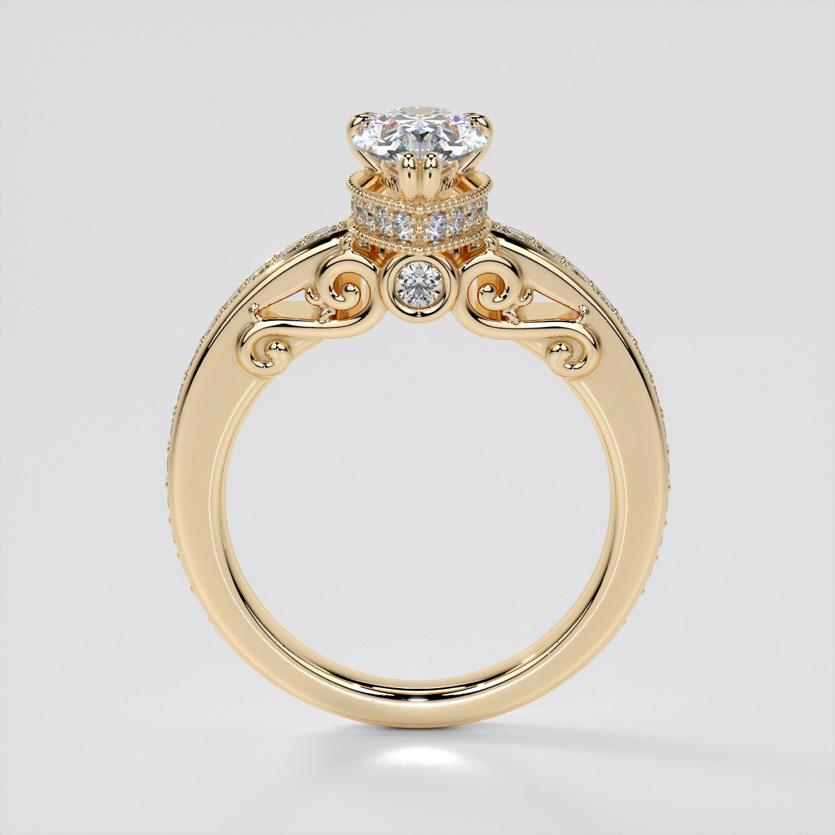 1.5Ct Pear Cut Lab Grown Diamond VVS Clarity  | F-Color Engagement Ring in 18K White Gold