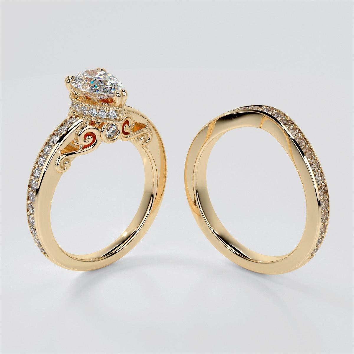 1.5Ct Pear Cut Lab Grown Diamond VVS Clarity  | F-Color Engagement Ring in 18K White Gold