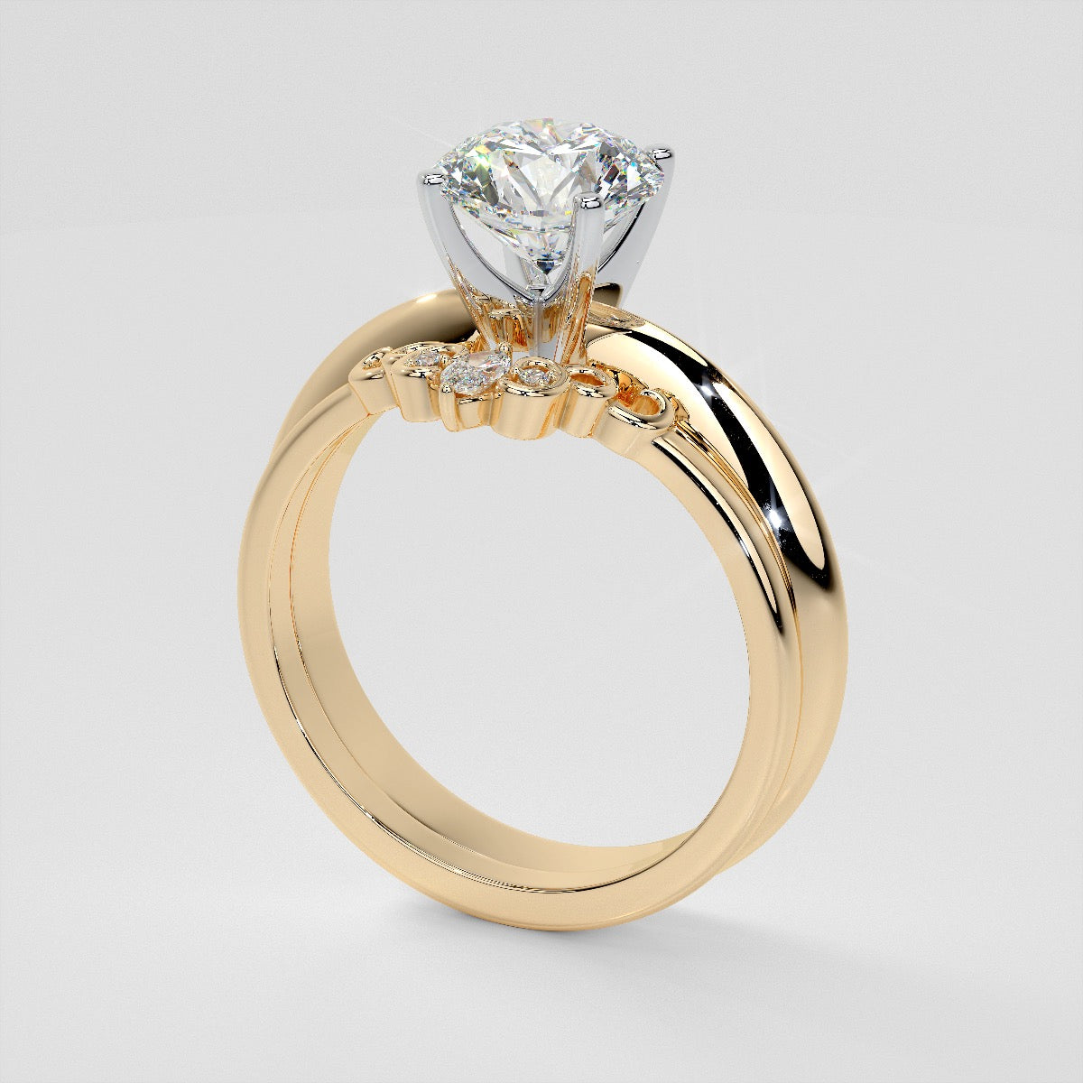 Lab Grown Diamond Marquise Crown Contour Band .07CTW