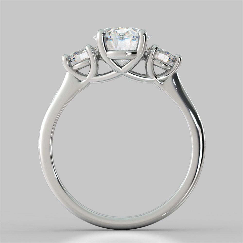 2.0Ct Oval Cut Lab Grown Diamond Three-Stone Engagement Ring