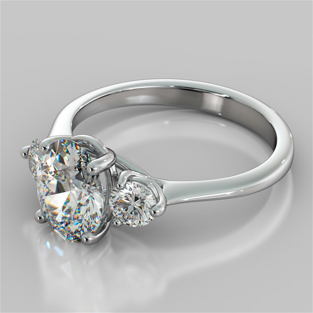 2.0Ct Oval Cut Lab Grown Diamond Three-Stone Engagement Ring
