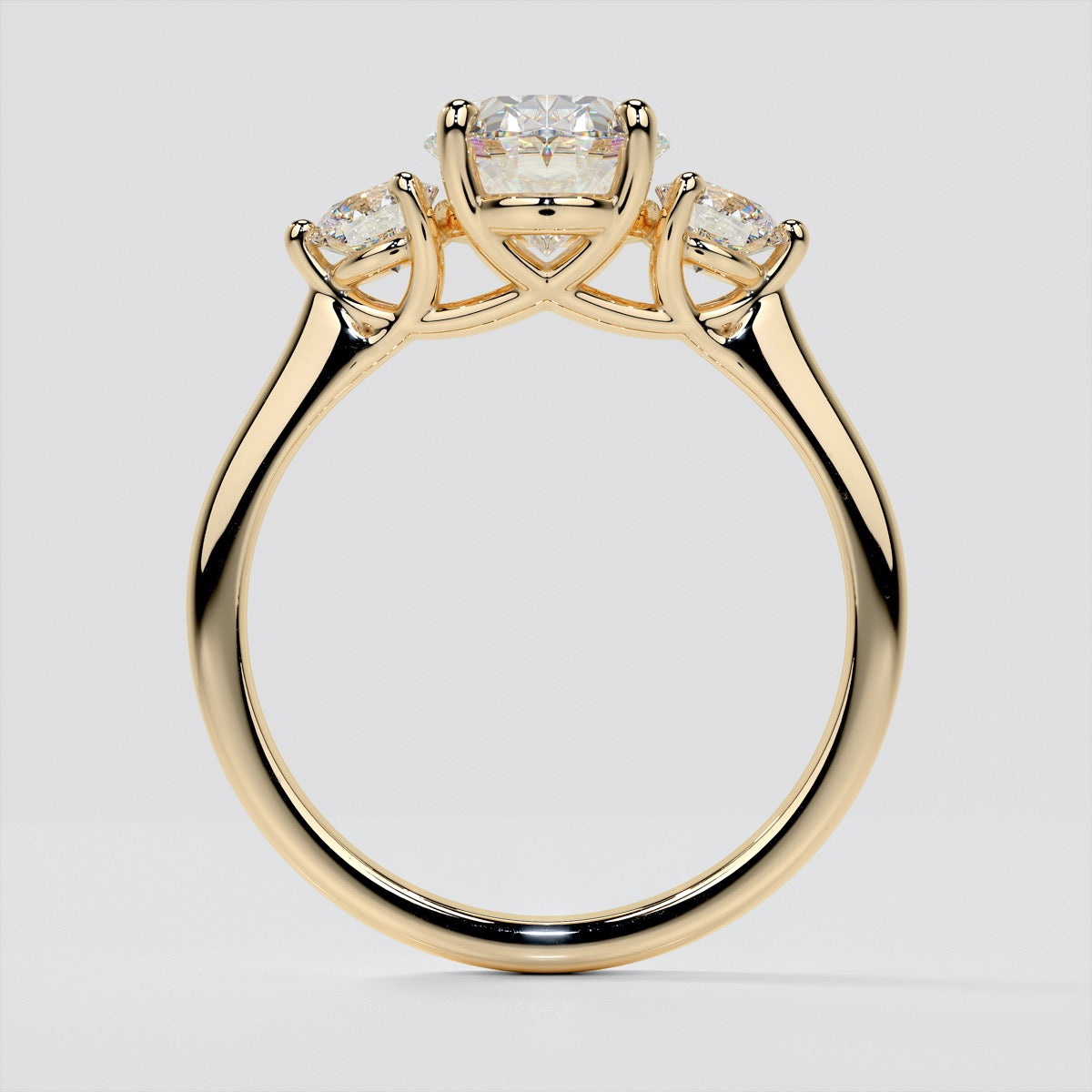 2.0Ct Oval Cut Lab Grown Diamond Three-Stone Engagement Ring