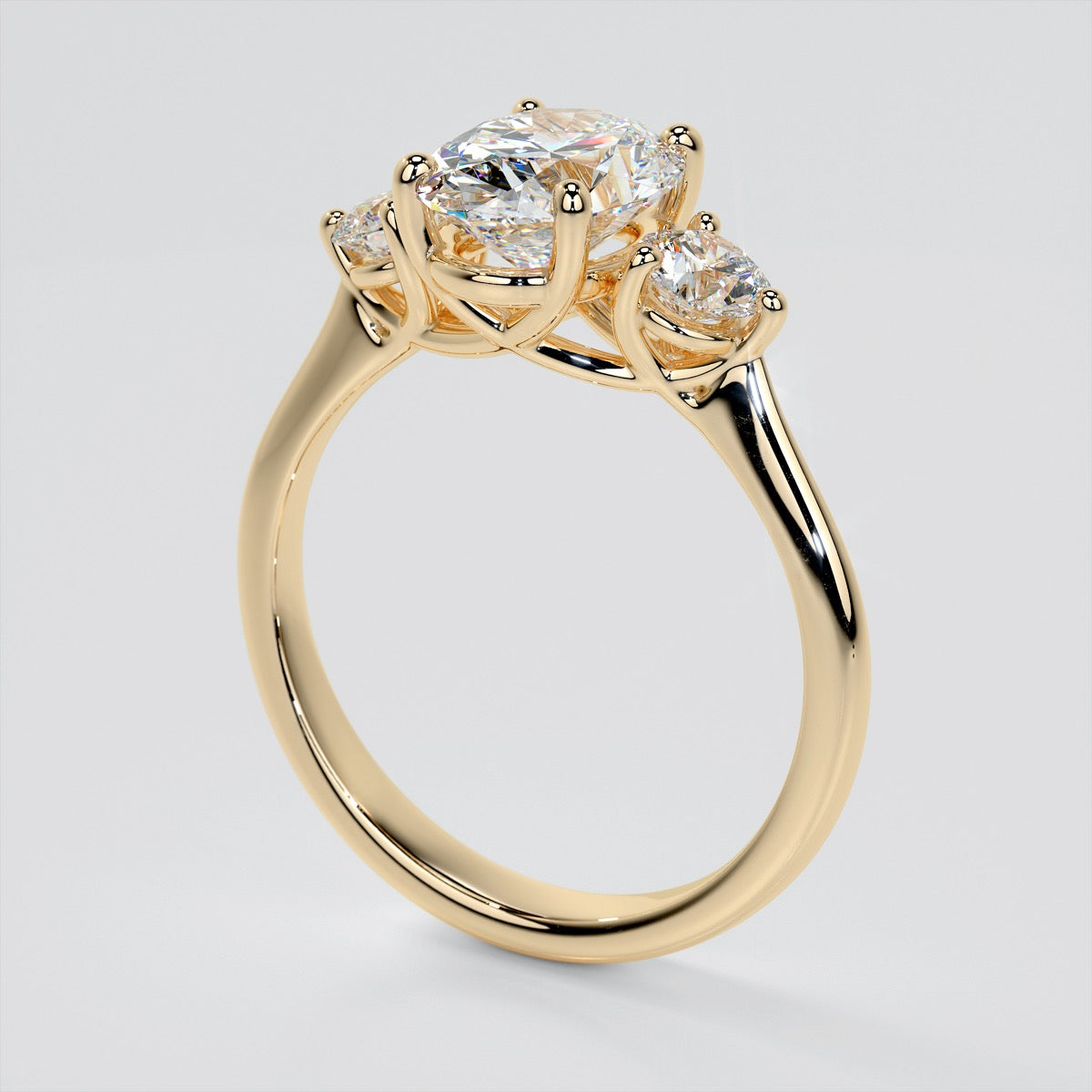 2.0Ct Oval Cut Lab Grown Diamond Three-Stone Engagement Ring