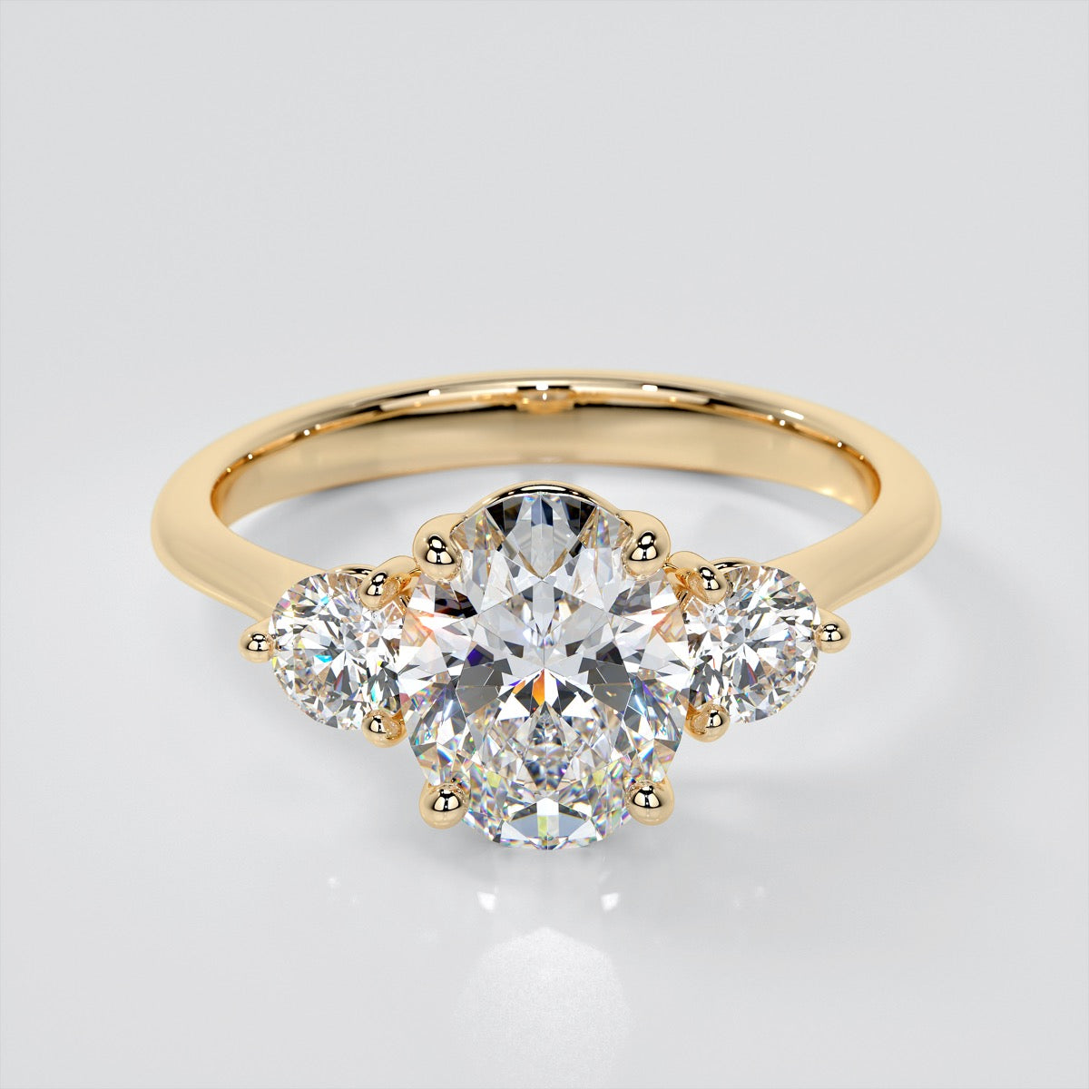 2.0Ct Oval Cut Lab Grown Diamond Three-Stone Engagement Ring