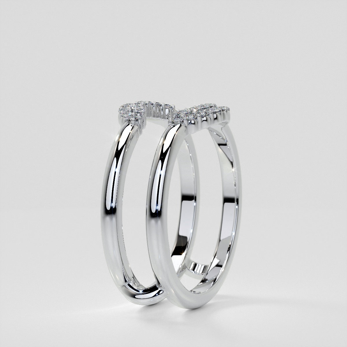 1/5 CTW Lab Grown Diamond Crescent Nesting Ring Guard Enhancer Wedding Band