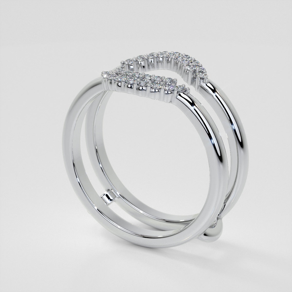 1/5 CTW Lab Grown Diamond Crescent Nesting Ring Guard Enhancer Wedding Band