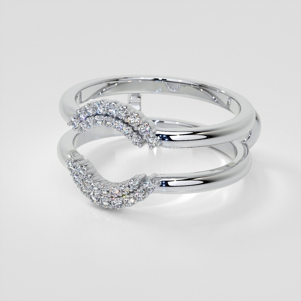 1/5 CTW Lab Grown Diamond Crescent Nesting Ring Guard Enhancer Wedding Band