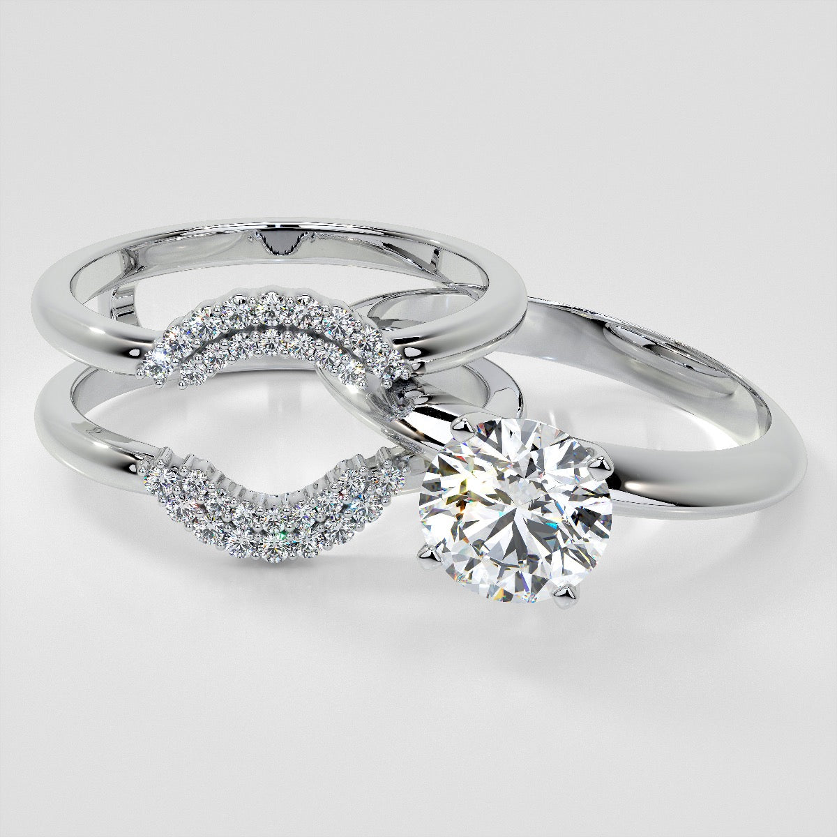 1/5 CTW Lab Grown Diamond Crescent Nesting Ring Guard Enhancer Wedding Band