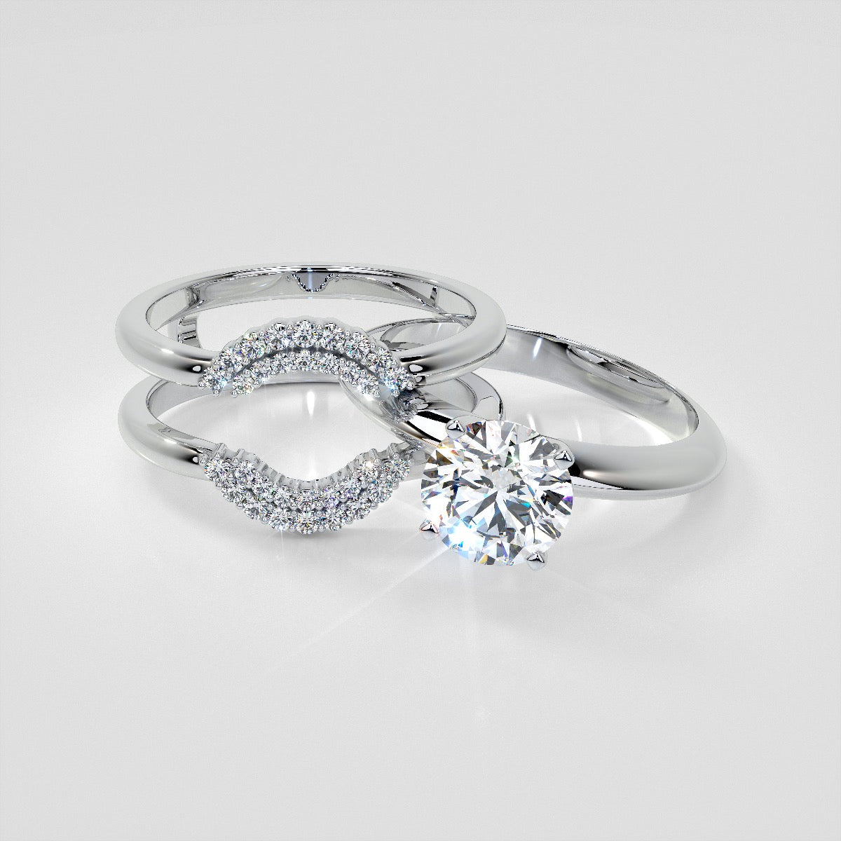 1/5 CTW Lab Grown Diamond Crescent Nesting Ring Guard Enhancer Wedding Band