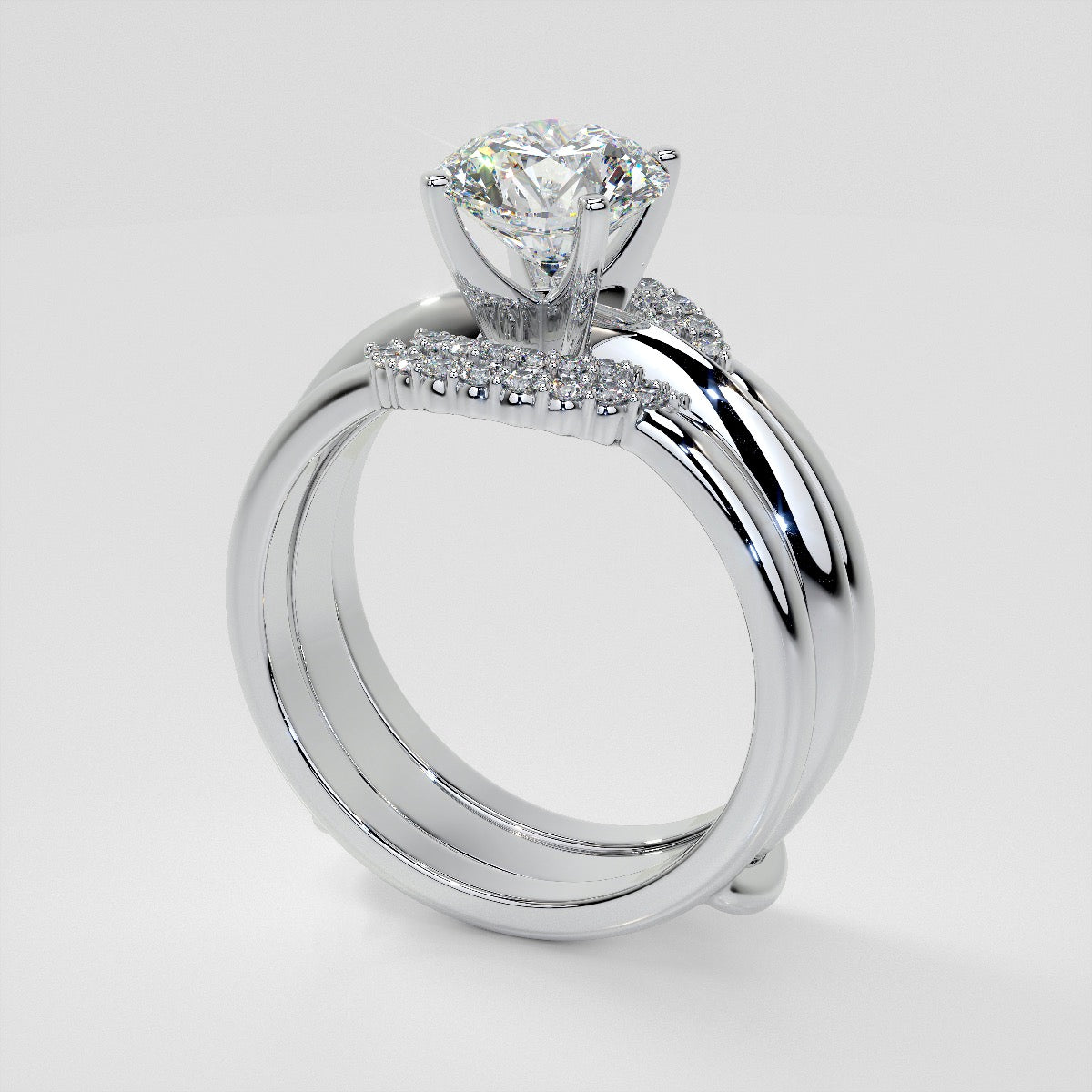 1/5 CTW Lab Grown Diamond Crescent Nesting Ring Guard Enhancer Wedding Band