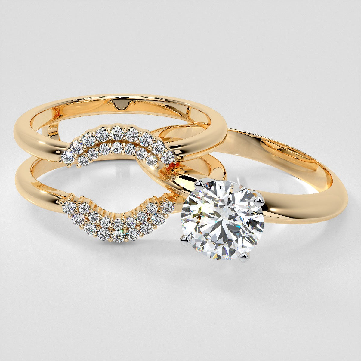 1/5 CTW Lab Grown Diamond Crescent Nesting Ring Guard Enhancer Wedding Band
