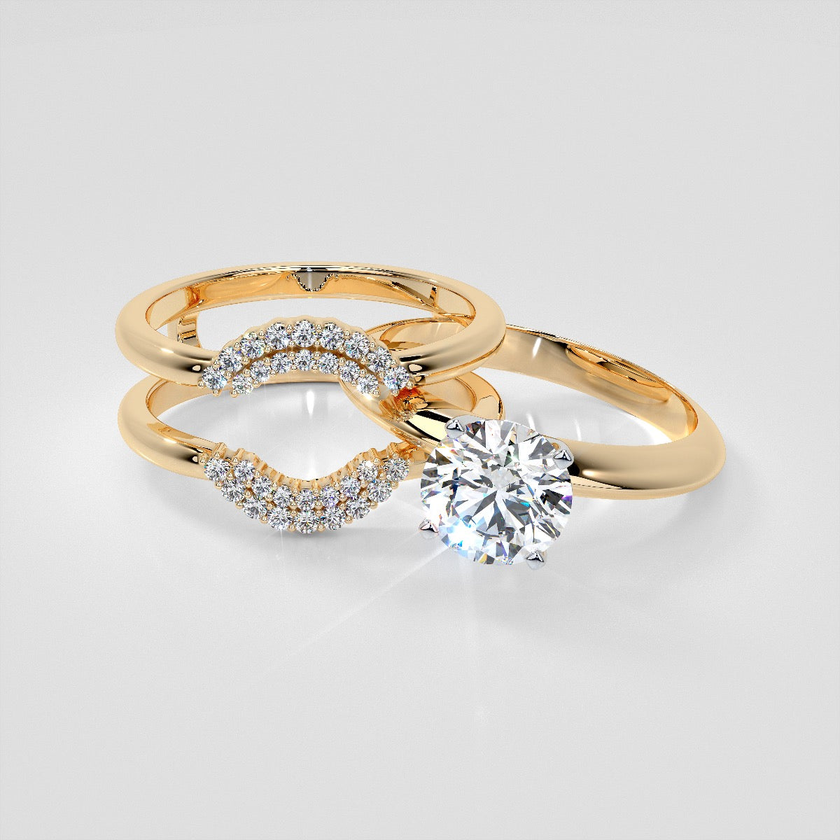 1/5 CTW Lab Grown Diamond Crescent Nesting Ring Guard Enhancer Wedding Band