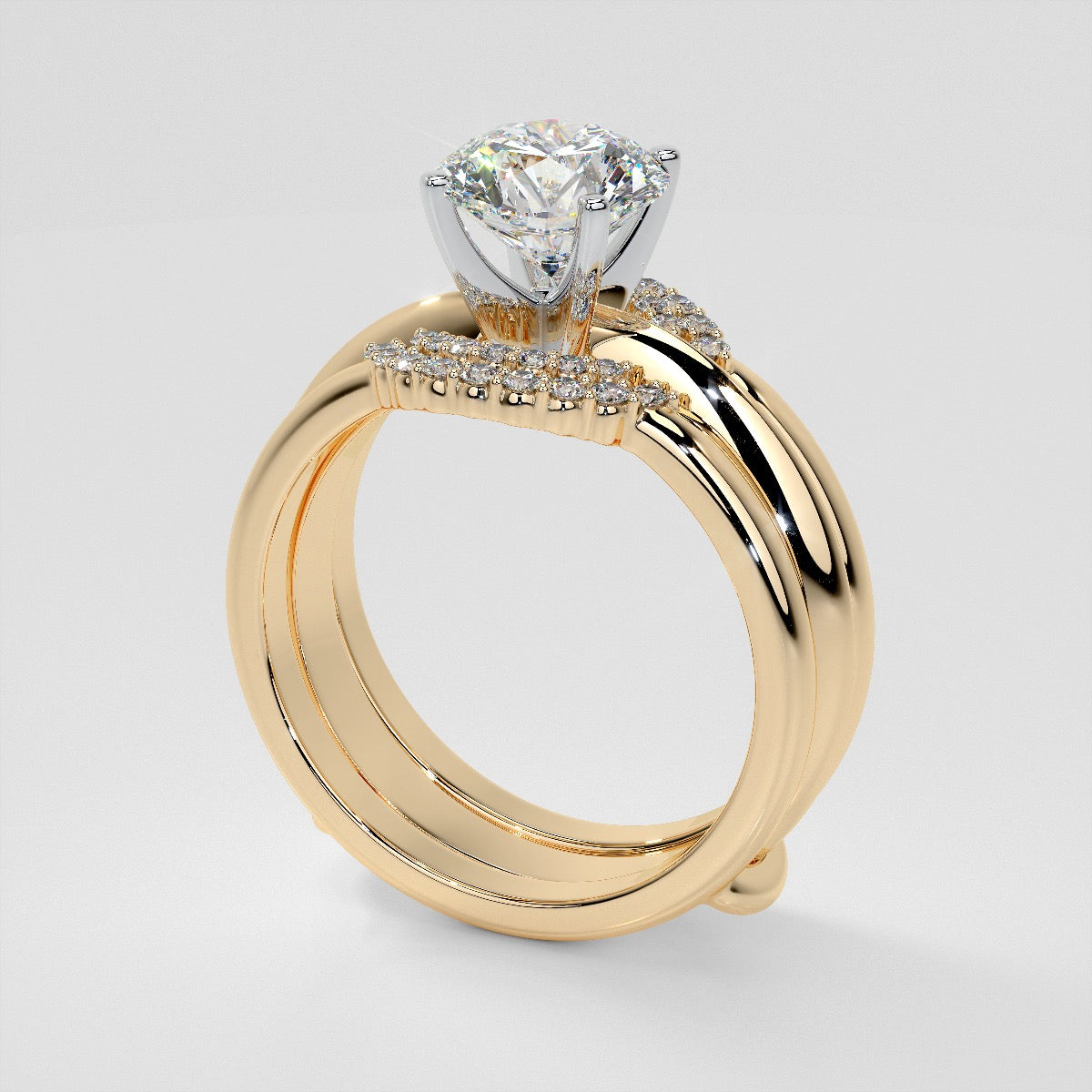 1/5 CTW Lab Grown Diamond Crescent Nesting Ring Guard Enhancer Wedding Band