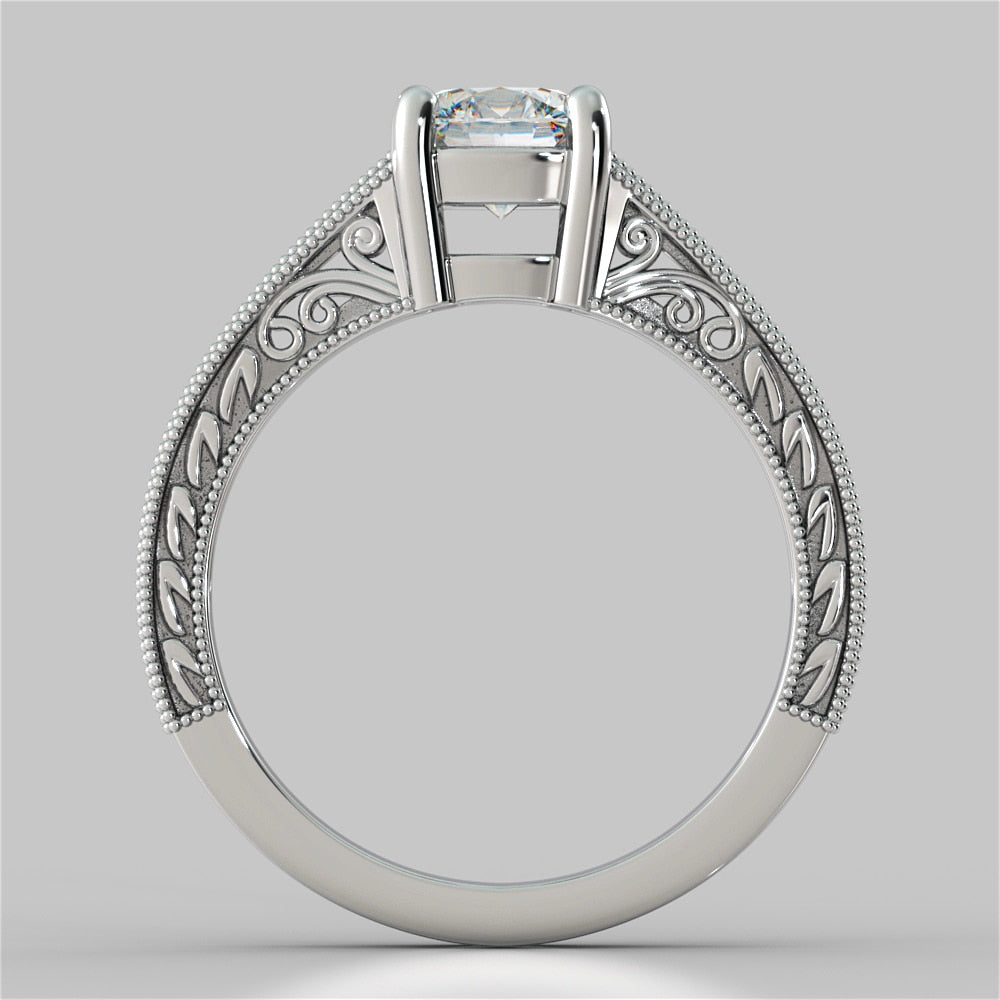 1.5Ct Cushion Cut Lab Grown Diamond Filigree Engagement Ring