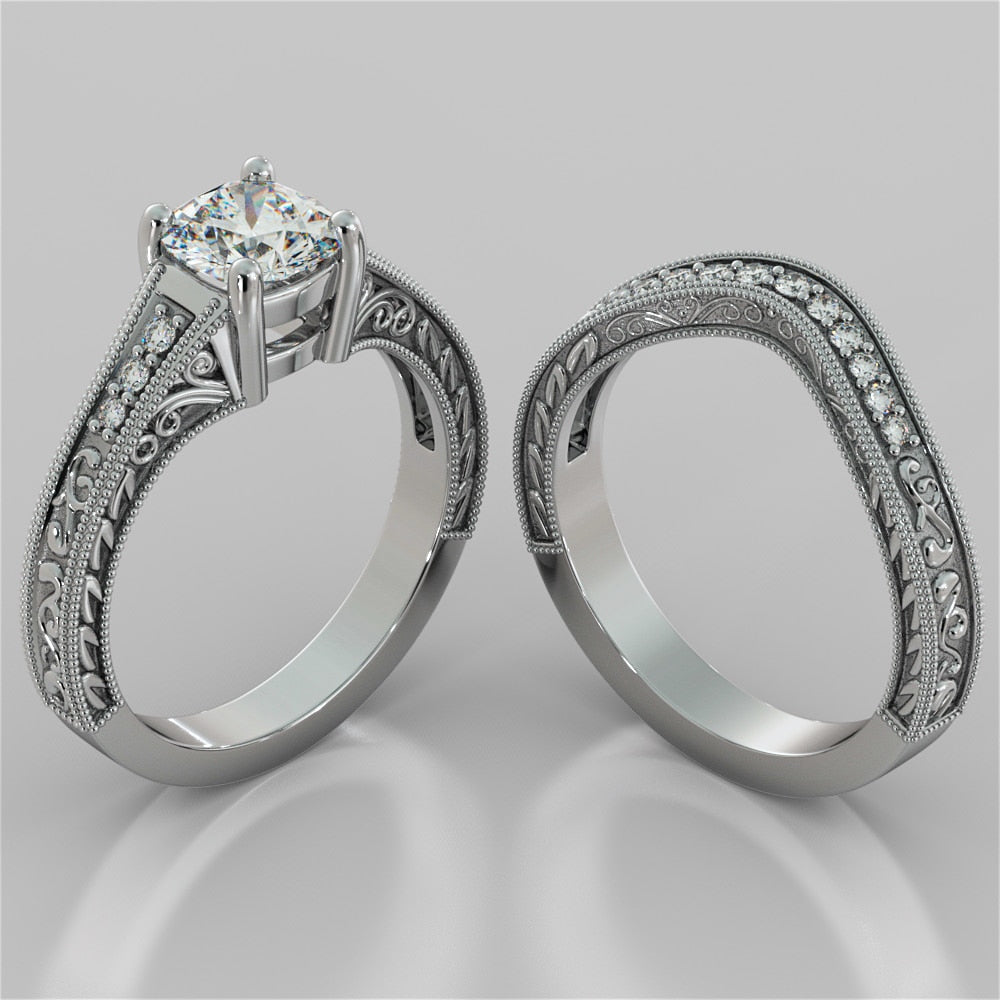 1.5Ct Cushion Cut Lab Grown Diamond Filigree Engagement Ring
