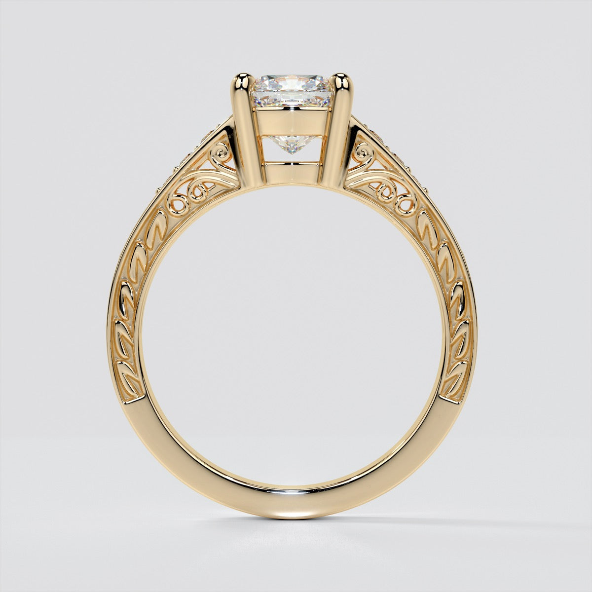 Filigree Cushion Cut Trio Wedding Set