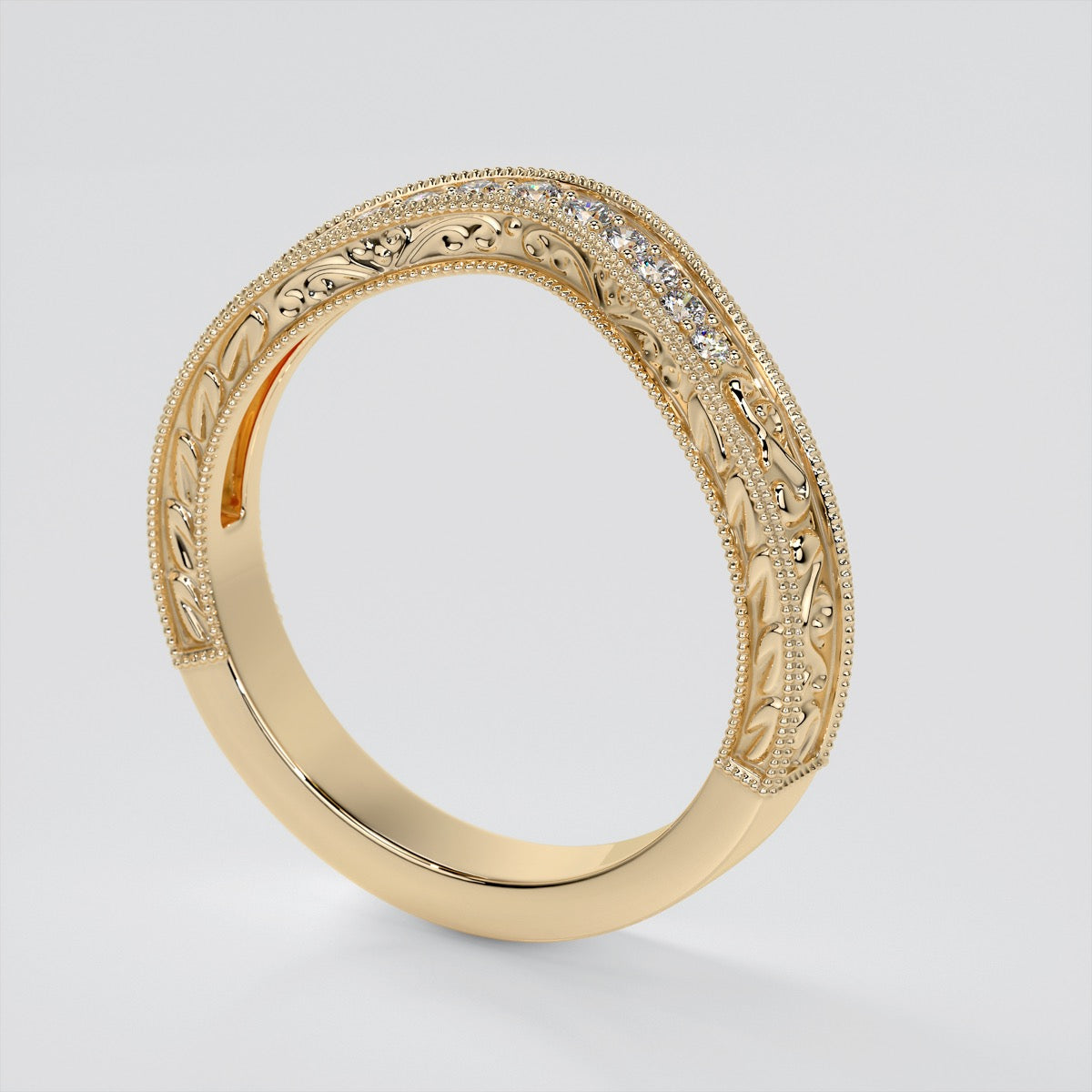 Antique Style Contoured Wedding Band