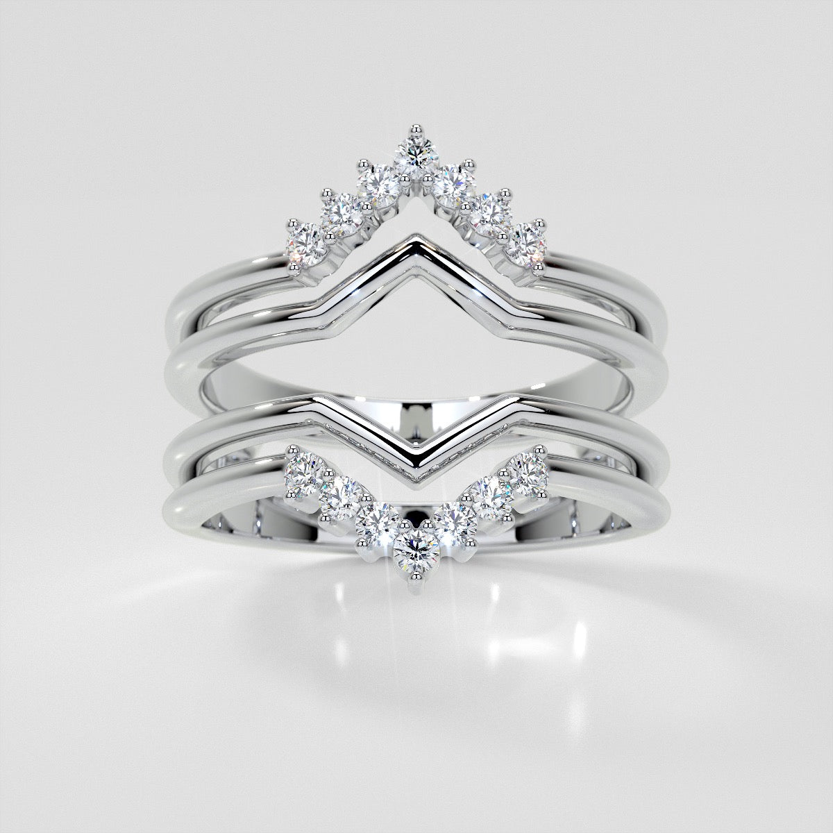 1/4 CTW Chevron Lab-Grown Diamond Ring Guard Wedding Band