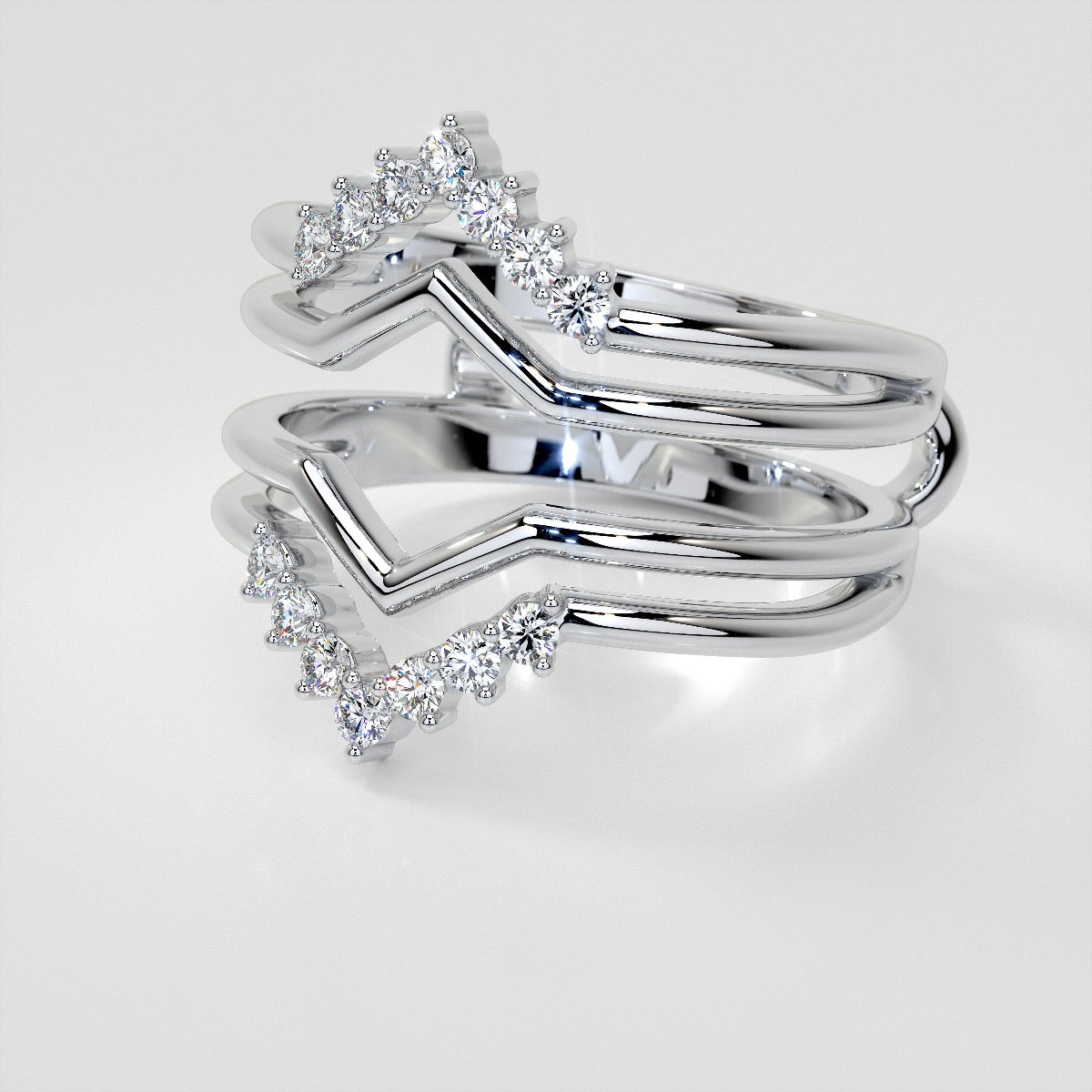 1/4 CTW Chevron Lab-Grown Diamond Ring Guard Wedding Band
