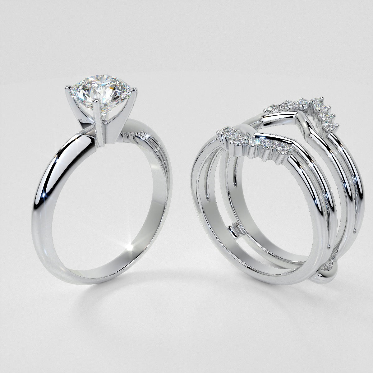 1/4 CTW Chevron Lab-Grown Diamond Ring Guard Wedding Band