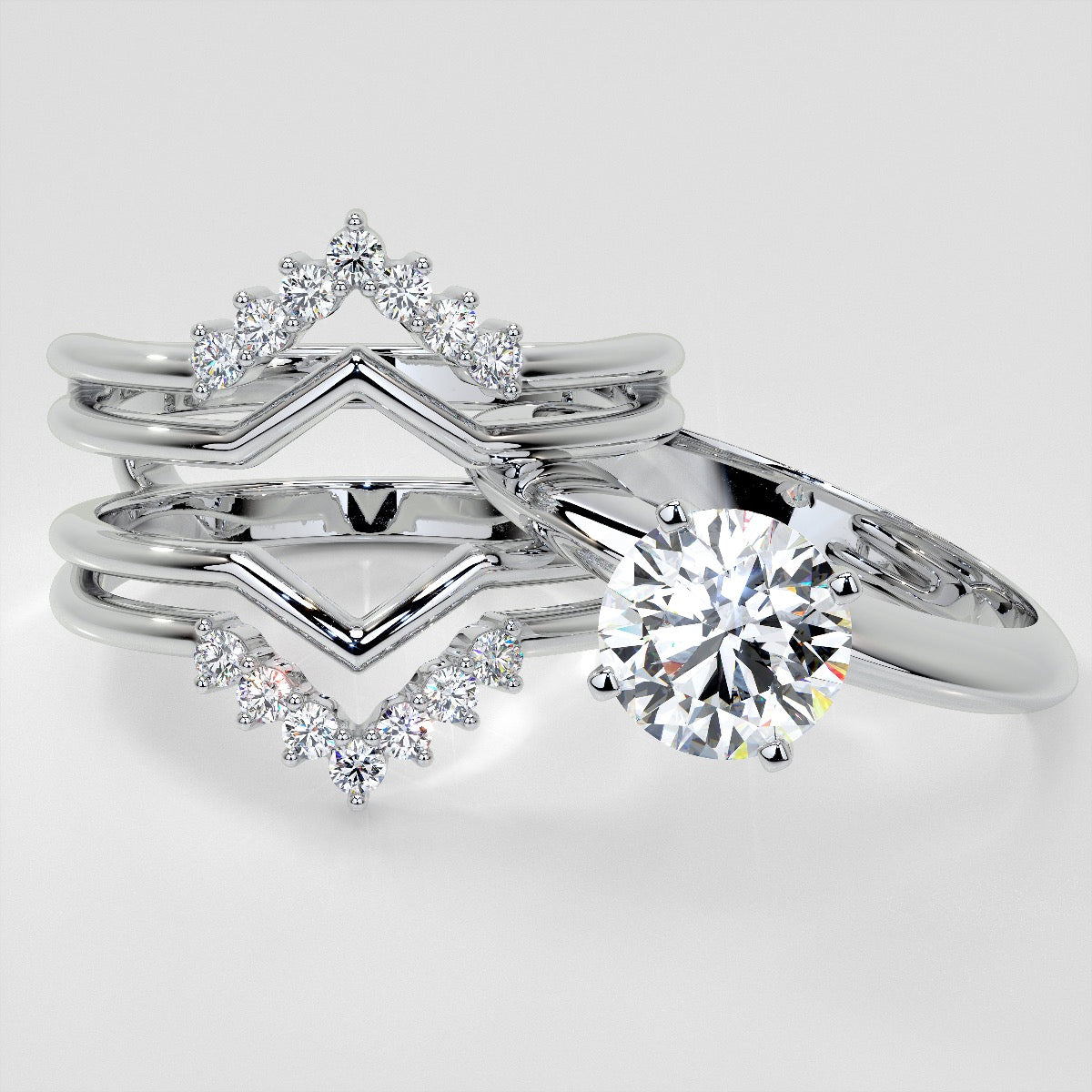 1/4 CTW Chevron Lab-Grown Diamond Ring Guard Wedding Band