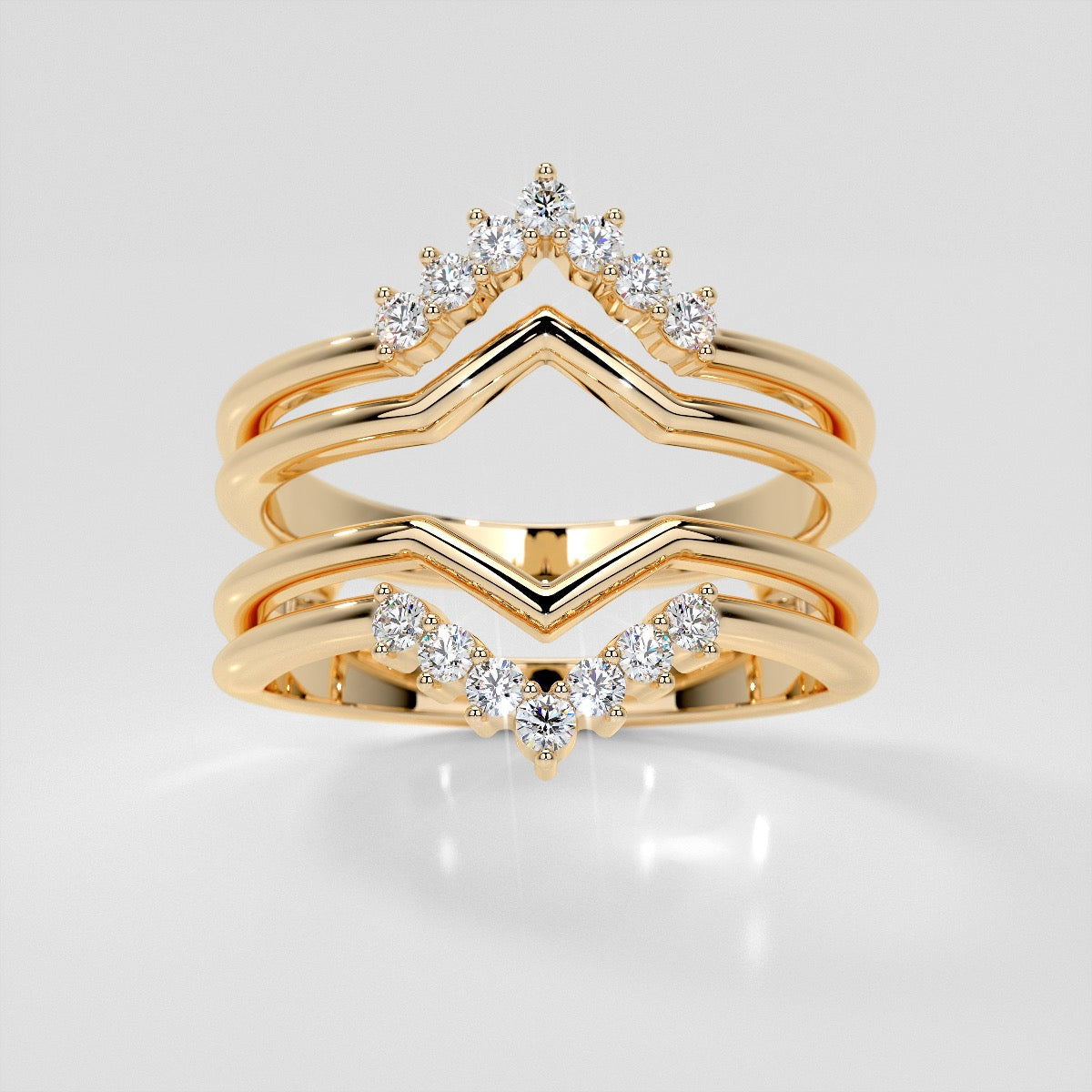 1/4 CTW Chevron Lab-Grown Diamond Ring Guard Wedding Band