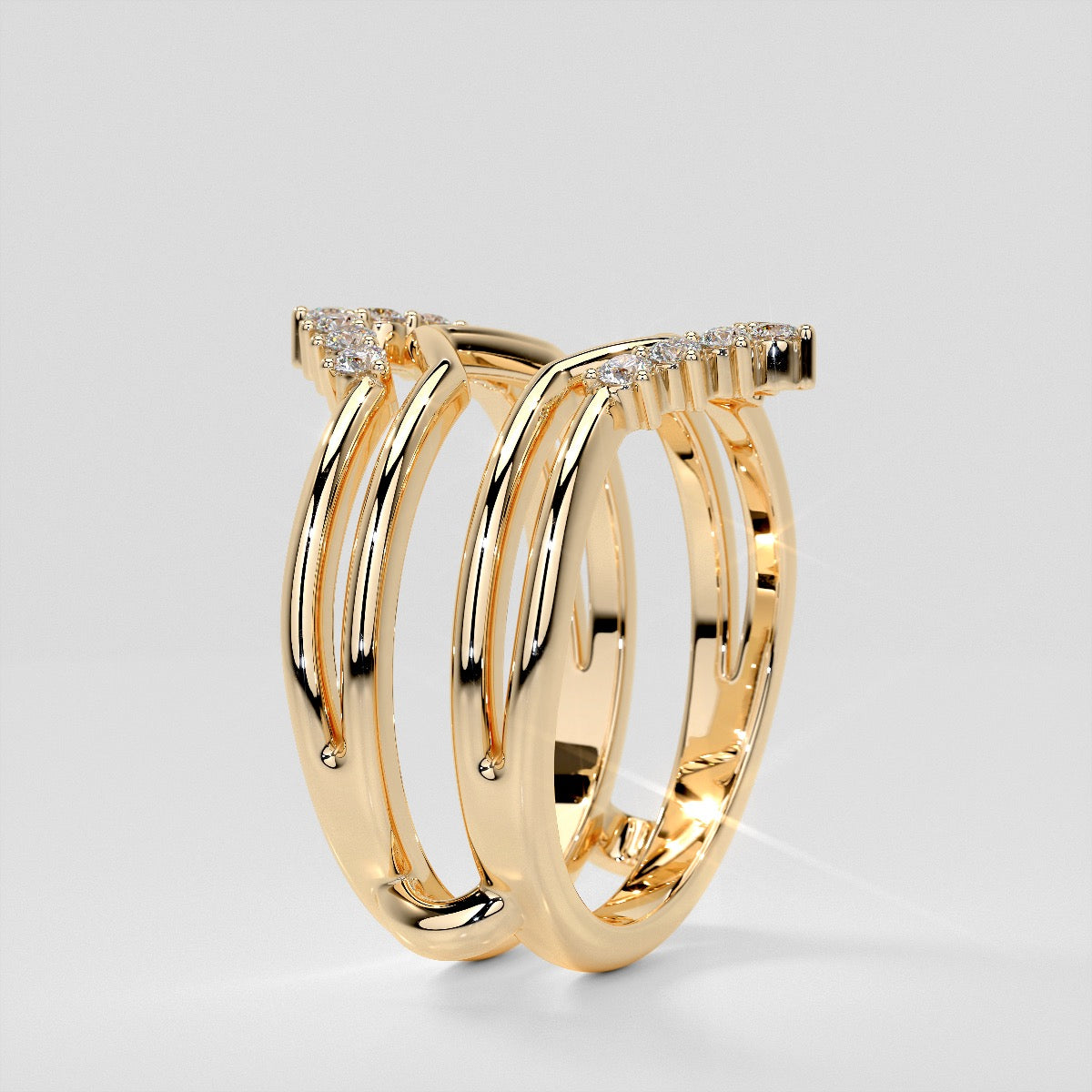 1/4 CTW Chevron Lab-Grown Diamond Ring Guard Wedding Band