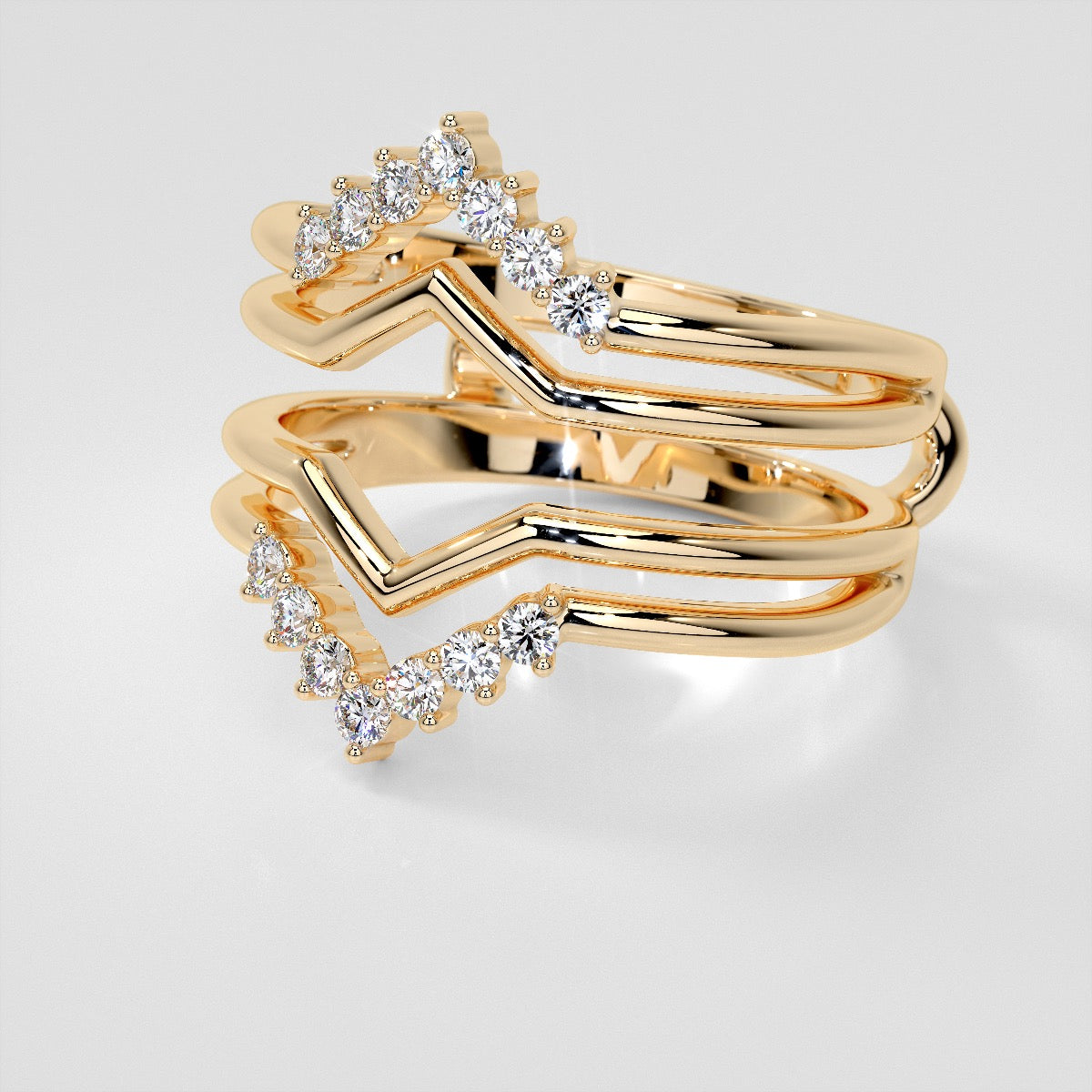 1/4 CTW Chevron Lab-Grown Diamond Ring Guard Wedding Band