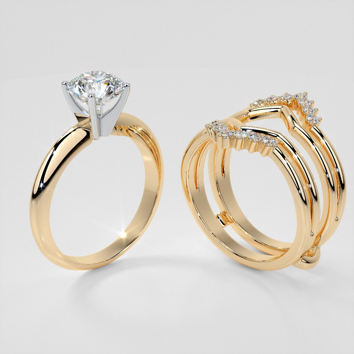 1/4 CTW Chevron Lab-Grown Diamond Ring Guard Wedding Band