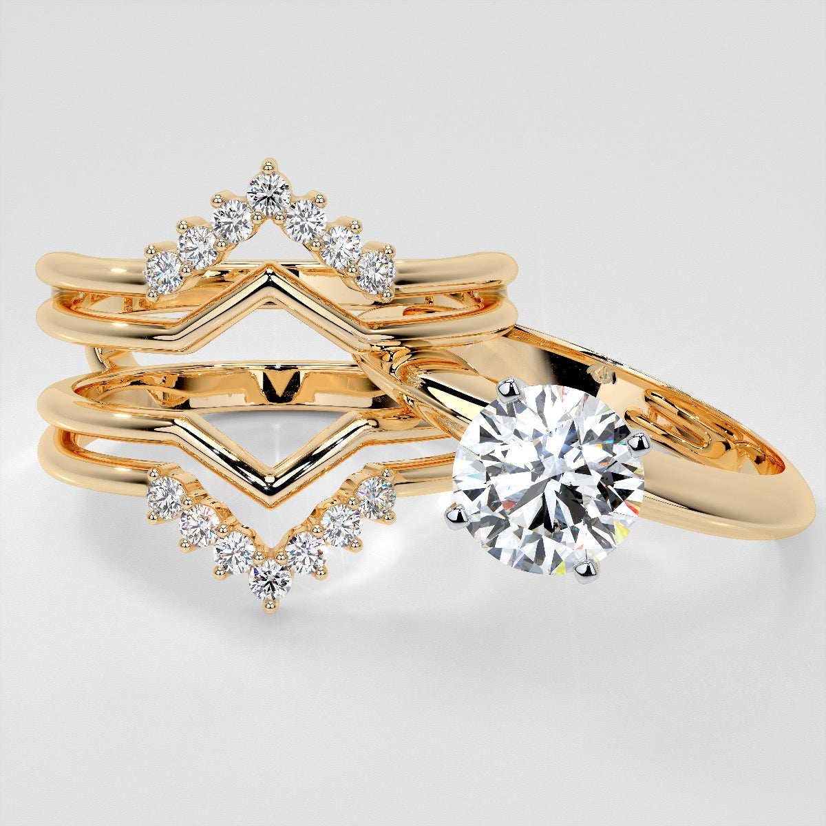 1/4 CTW Chevron Lab-Grown Diamond Ring Guard Wedding Band